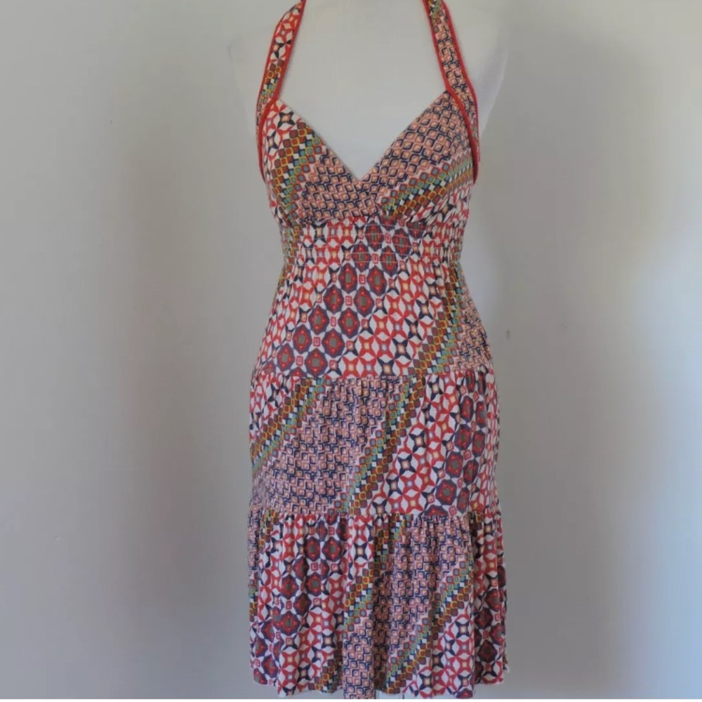 NWT GUESS Halter Multi color ruffle dress